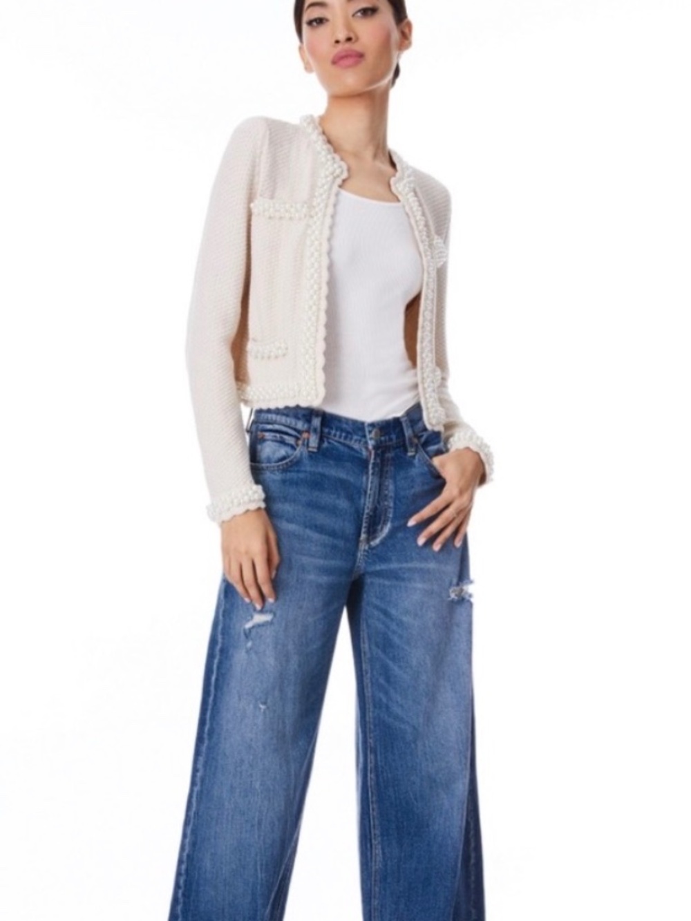 Alice + Olivia pearl embellished cardigan